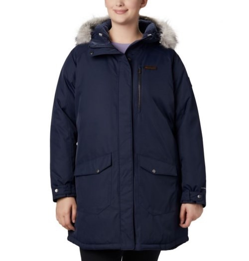 Women's Columbia Suttle Mountain Long Insulated Jackets Navy | Plus Size CA-Y3014